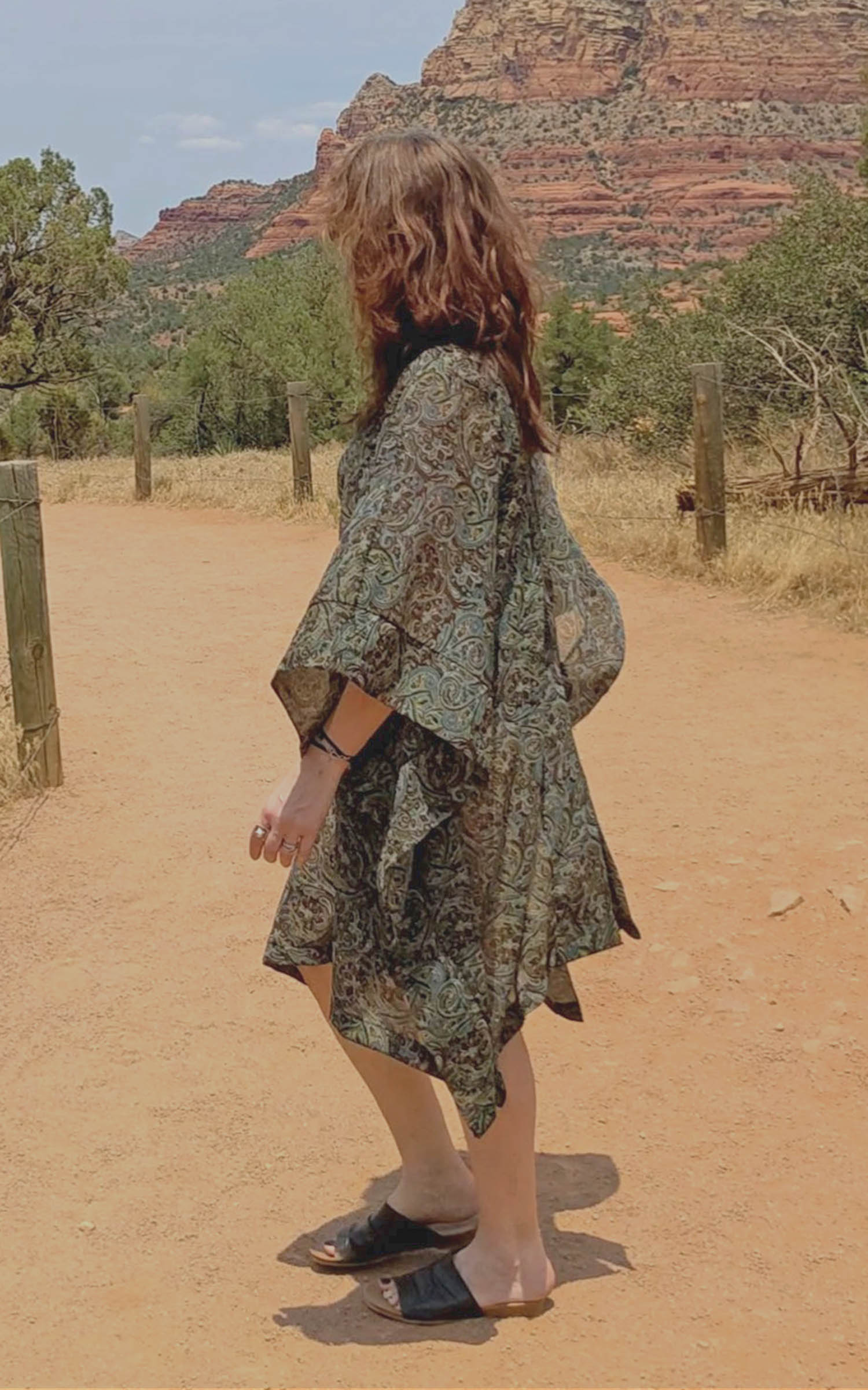 Santa Fe Kaftan in Peacock Paisley handmade by Leigh Young Collection