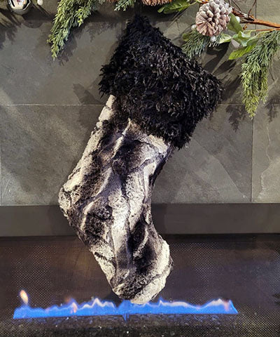 Holiday Stocking - Black Swan Cuff with Honey Badger Faux Fur Handmade in Seattle, WA by Pandemonium Millinery