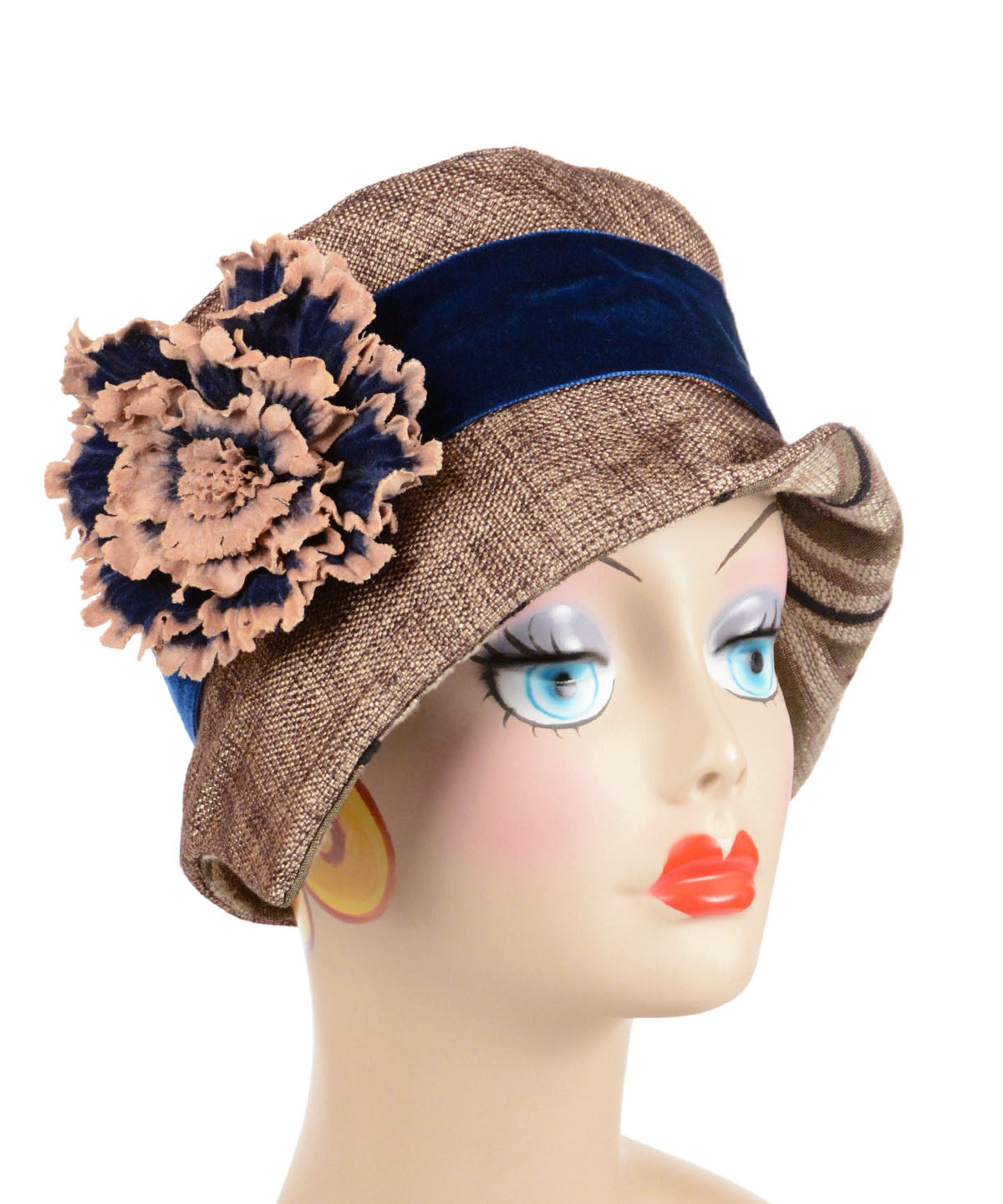 Abigail Hat | Liam Upholstery with Contrast Under Brim | Pandemonium Millinery Handmade USA