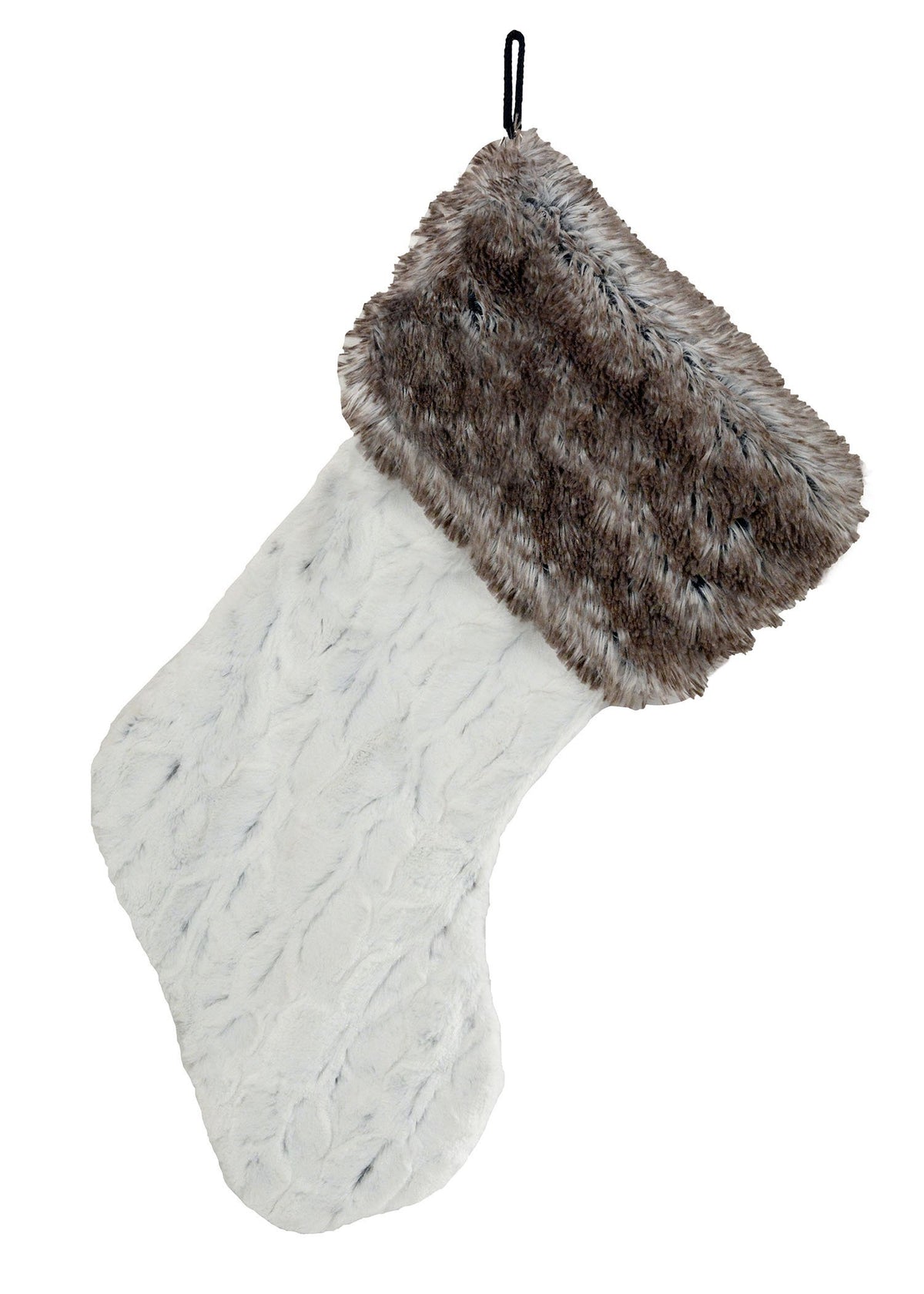 Holiday Stocking - Arctic Fox Faux Fur Cuff with Winter Frost Faux Fur - Handmade in Seattle, WA by Pandemonium Millinery