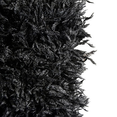close up detail of Black Swan faux fur from Pandemonium Seattle