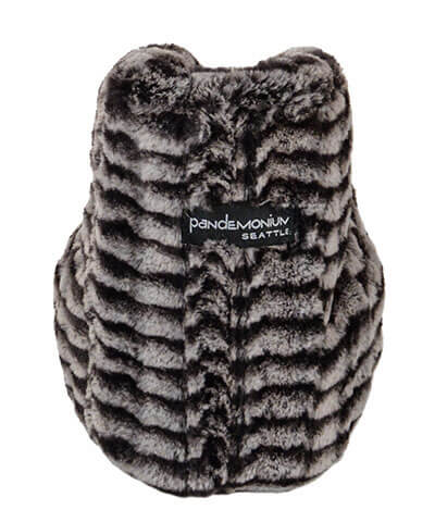 Bootie Slippers in 8mm Black White Luxury Faux Fur Back View | Handmade in Seattle WA | Pandemonium Millinery