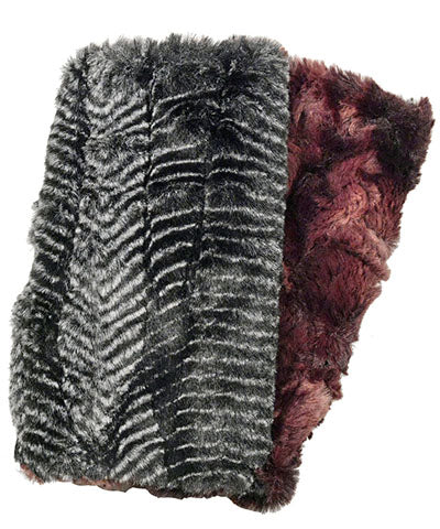 Men&#39;s Fingerless / Texting Gloves, Reversible - Luxury Faux Fur in Nightshade &amp; Thistle - Sold Out!