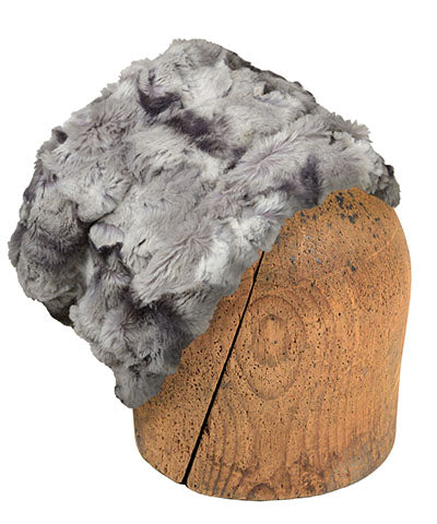 Men's Cuffed Pillbox | White Water Faux Fur with Gray | Handmade in the USA by Pandemonium Seattle