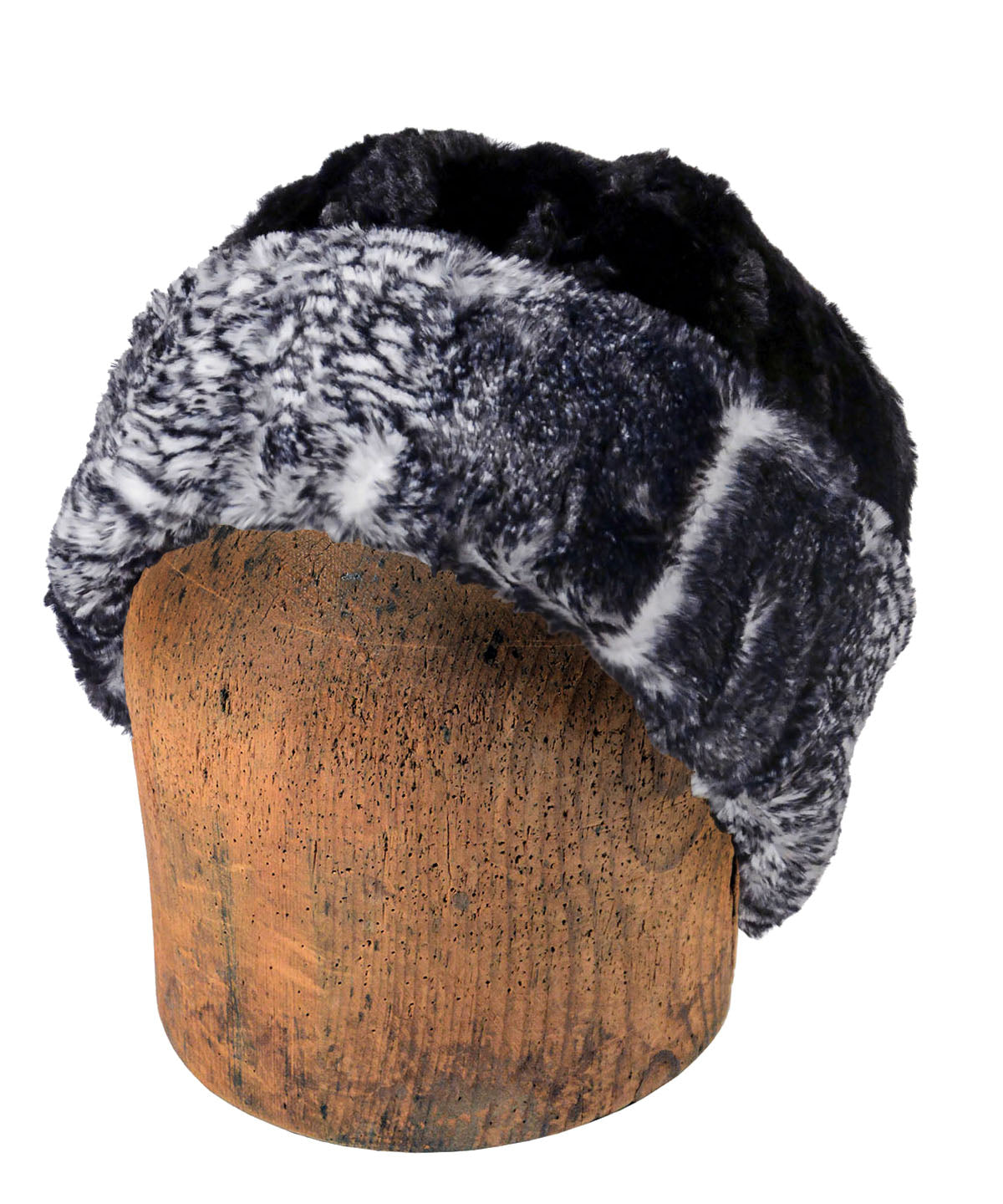 Men&#39;s Beanie Hat, Reversed | Black Mamba Faux Fur reversed to Cuddly Black Faux Fur | Handmade in the USA by Pandemonium Seattle