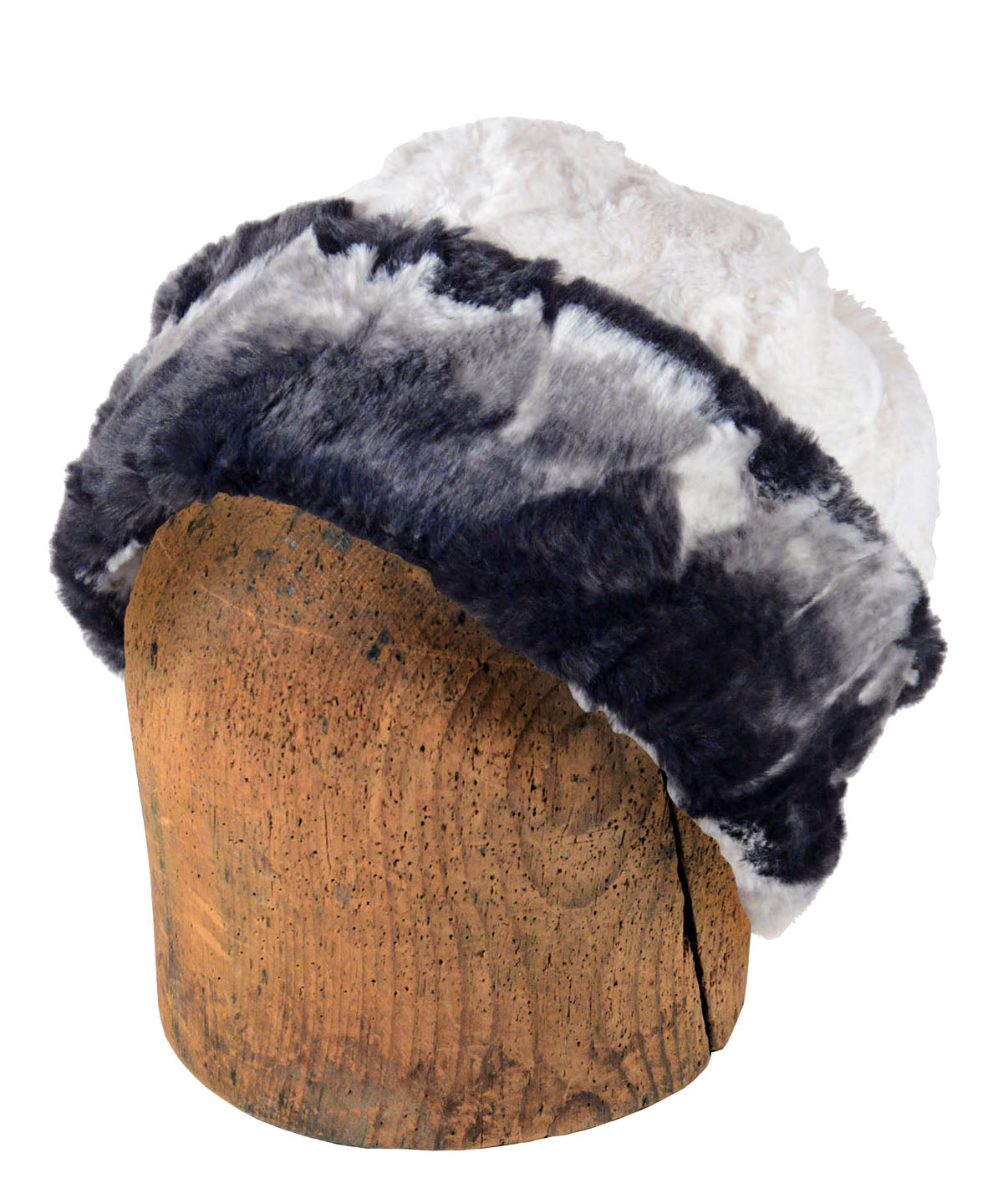 Men&#39;s Beanie Hat in Ocean Mist Luxury Faux Fur Reverse Ivory | Handmade in Seattle WA | Pandemonium Millinery