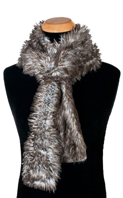Men&#39;s Classic Skinny Scarf | Arctic Fox Faux Fur | handmade Seattle WA USA by Pandemonium Millinery