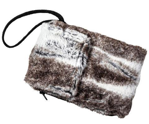 Open Cell Phone Purse - Luxury Faux Fur in Birch Birch / Wristlet Handbag Pandemonium Millinery