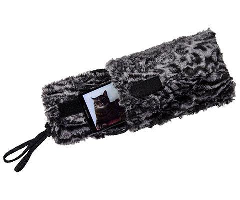 Cell Phone showing cat in Case with Cord | Siberian Lynx Faux Fur | Handmade in the USA by Pandemonium Seattle