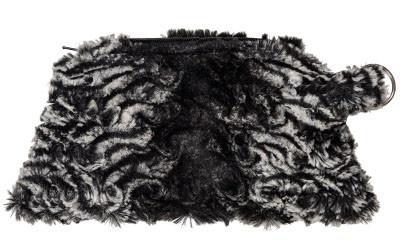 Cosmetic Bag in Smoky Essence Faux Fur handmade in Seattle WA USA by Pandemonium Millinery