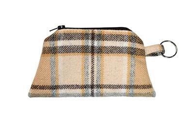 Coin Purse in Yellow Brown and Gray Daybreak Wool Plaid handmade in Seattle WA USA by Pandemonium Millinery
