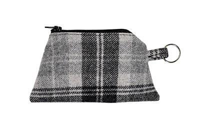 Coin Purse in Gray and Black Twilight Wool Plaid handmade in Seattle WA USA by Pandemonium Millinery