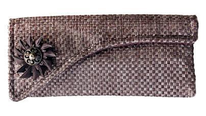 Envelope Clutch with Grosgrain Detail - Interconnected in Java Silvery Brown Upholstery Fabric Handbag Pandemonium Millinery