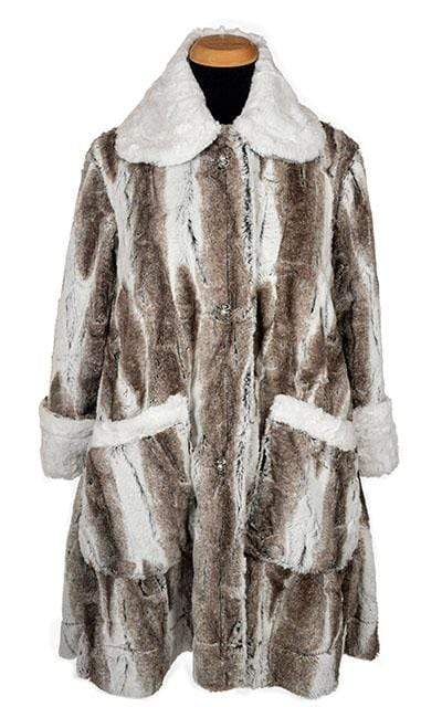 Garland Swing Coat | Birch Faux Fur with Cuddly Ivory | Handmade in Seattle WA | Pandemonium Millinery