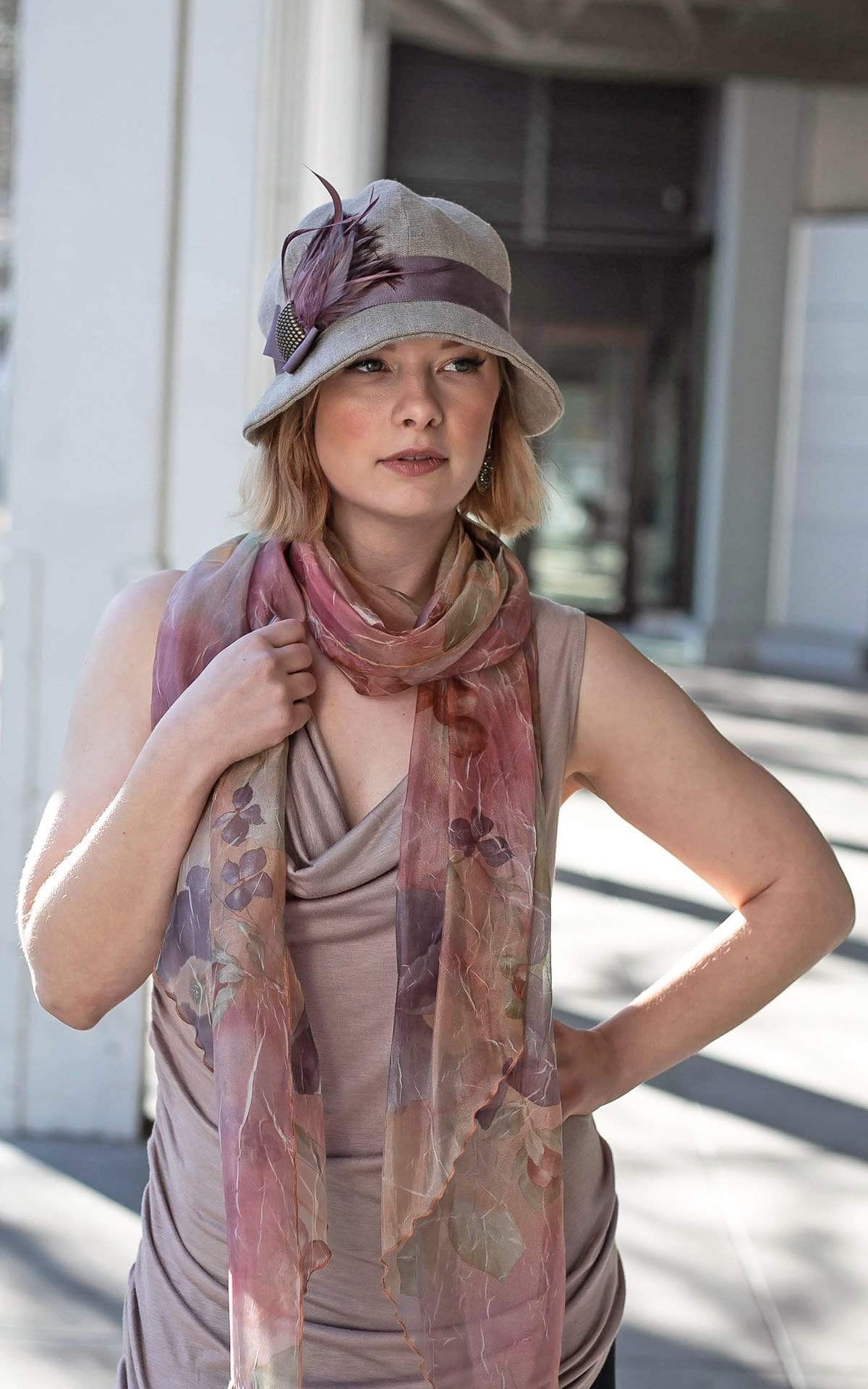 Women&#39;s Handkerchief Scarf in Bayberry Coastal Garden | Handmade in Seattle WA | Pandemonium Millinery