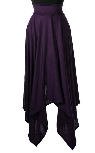 Handkerchief Skirt in Purple Haze Jersey Knit handmade in Seattle WA from Pandemonium Millinery USA