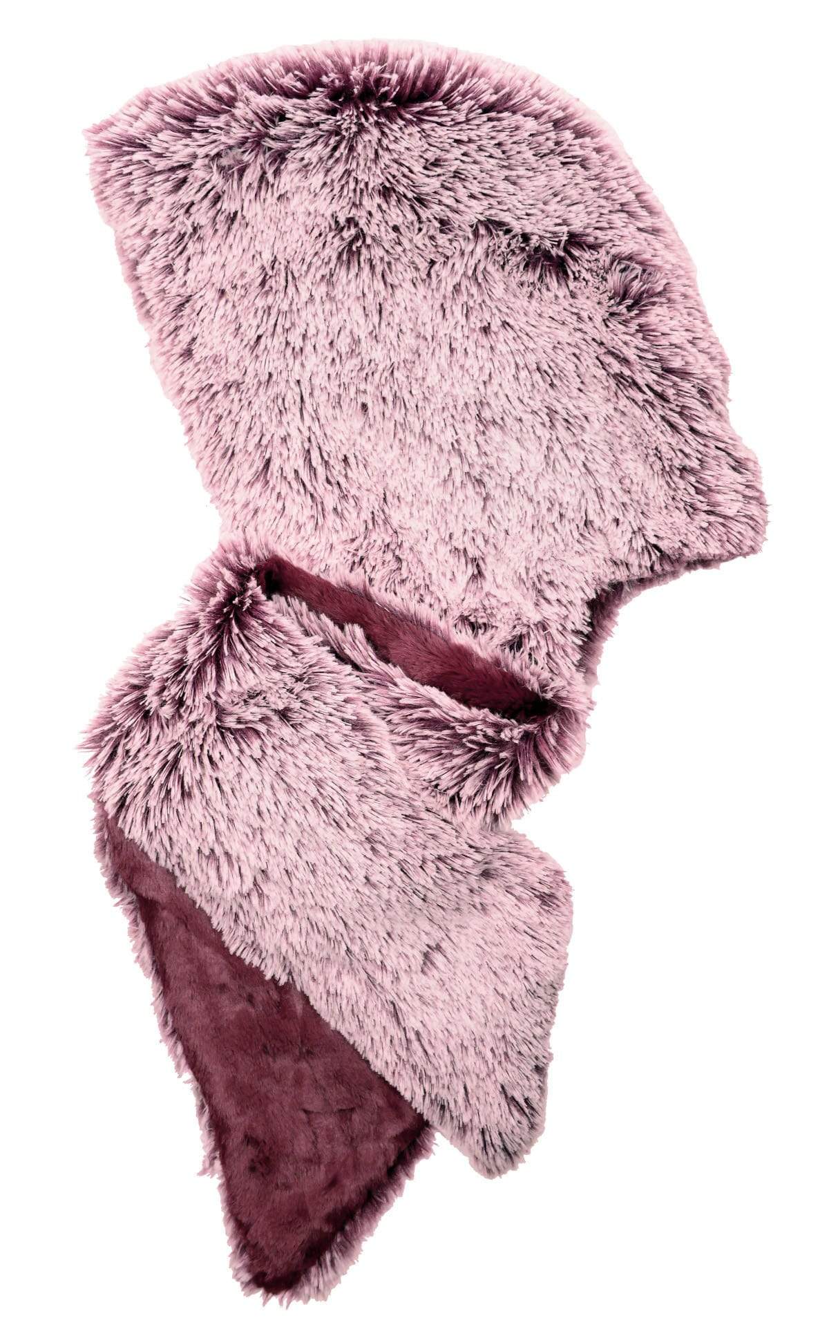 Pandemonium Millinery Hoody Scarf - Berry Foxy Faux Fur with Cuddly Fur Scarves