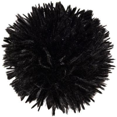 Large Pom Pom Brooch in Black Fox Faux Fur | Handmade in Seattle WA | Pandemonium Millinery