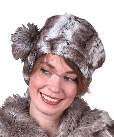 Pom Pom Brooch Arctic Fox Faux Fur on Pillbox Hat | Handmade in Seattle WA | Pandemonium Millinery