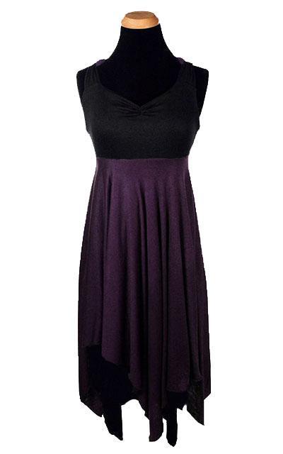 Lilium Dress in Abyss Black with Purple Haze Jersey Knit handmade in Seattle WA from Pandemonium Millinery USA