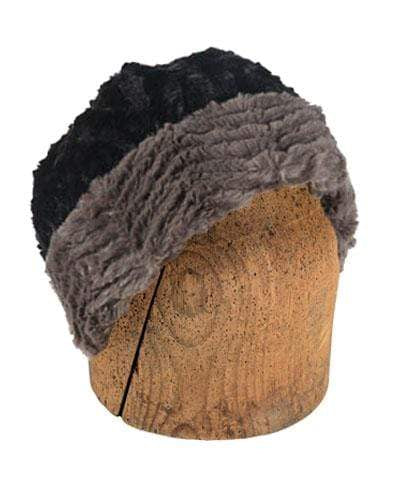 Men&#39;s Beanie Hat , Reversed | Chevron Gray Faux Fur | Handmade in the USA by Pandemonium Seattle