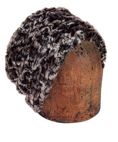 Men's Cuffed Pillbox Solid | Calico Brown, Cream Faux Fur with Cuddly Chocolate Faux Fur | Handmade in Seattle WA by Pandemonium Millinery USA