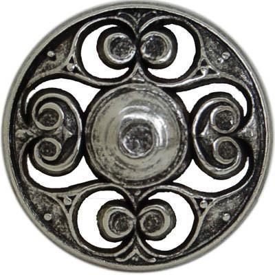Metal Filigree Buttons | Antique Silver, Cut off Dome Shape Button | Pandemonium Millinery | Seattle WA