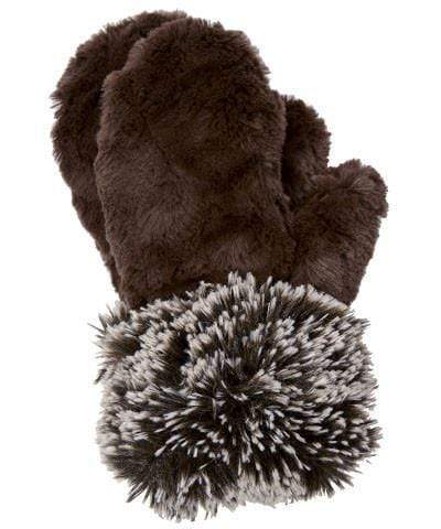 Women’s Product shot of Mittens. Gauntlets,  Mitts | Cuddly Chocolate  with Brown Fox Cuff in Faux Fur | Handmade by Pandemonium Millinery Seattle, WA USA