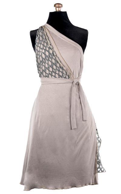 Multi-Wrap as an asymmetrical dress | Lunar Landing with Stardust Jersey Knit | Handmade by Pandemonium Millinery | Seattle WA USA