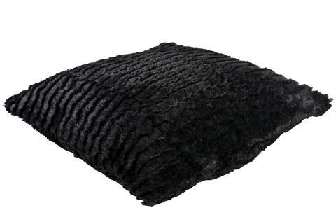 Side View of Pillow Sham in Desert Sand in Midnight; black| Luxury Faux Fur Designer decorative pillows | Handmade by Pandemonium Millinery Seattle, WA usa