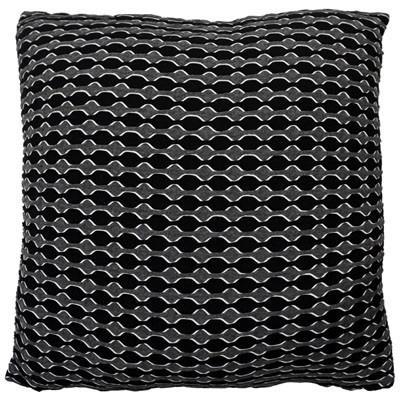 Pillow Sham in Textured Lunar Eclipse fun circular pattern | Luxury Faux Fur decorative pillow Blacks, grays and Ivory | Handmade by Pandemonium Millinery Seattle, WA usa