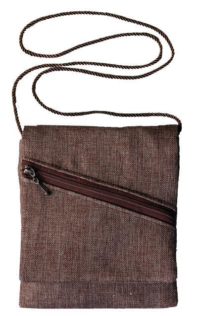 Prague Handbag | Origin in Java, Brown Upholstery Fabric with brown cord strap | handmade in USA by Pandemonium Seattle