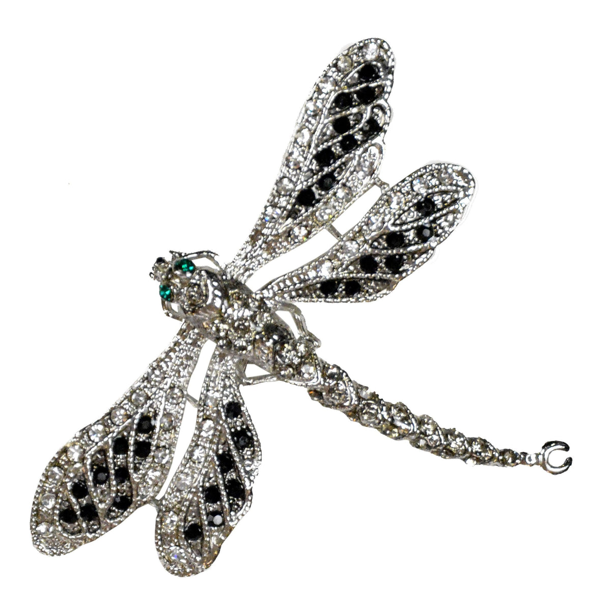 Rhinestone Brooch or Necklace Charm | Silver Dragonfly | from Pandemonium Millinery