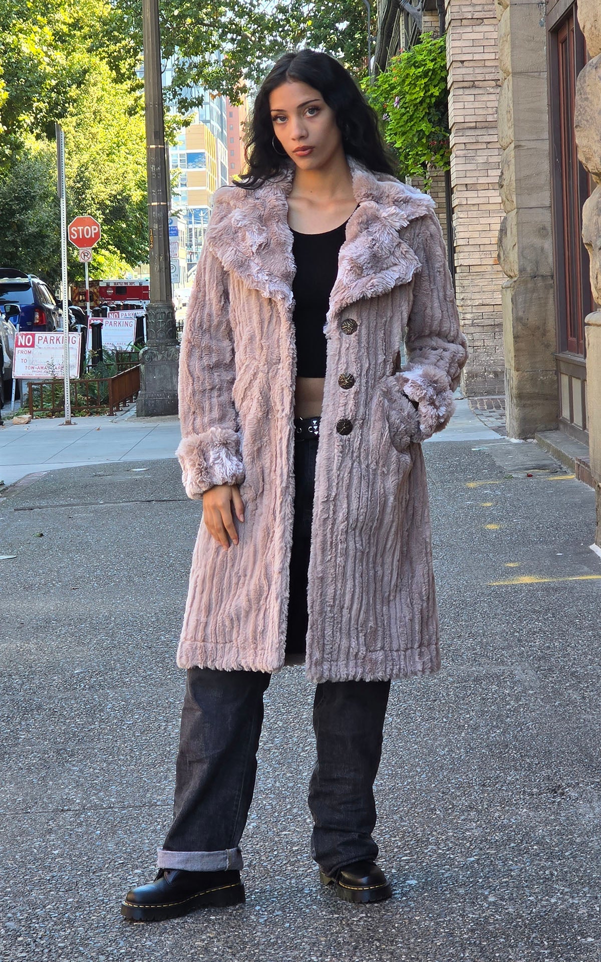 Women on street wearing a Roxy Faux Fur by Pandemonium Millinery