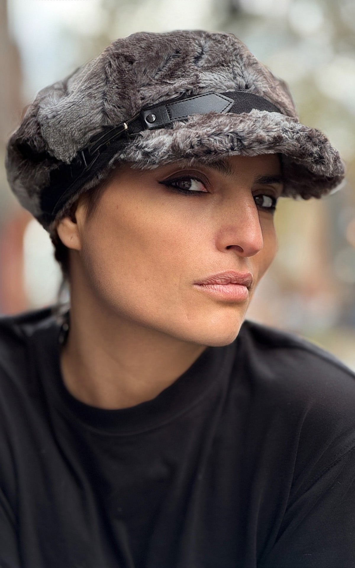 Valerie Cap in Rock Steady with band. Made in Seattle, WA, USA by Pandemonium Seattle.