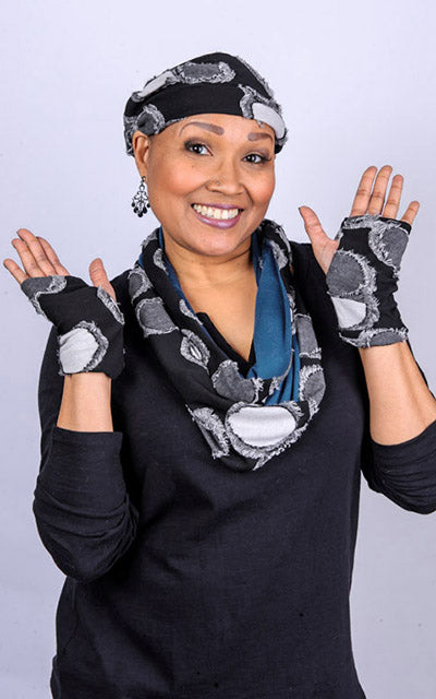 Infinity Scarf in Super Nova with Blue Moon handmade in Seattle WA USA by Pandemonium Millinery