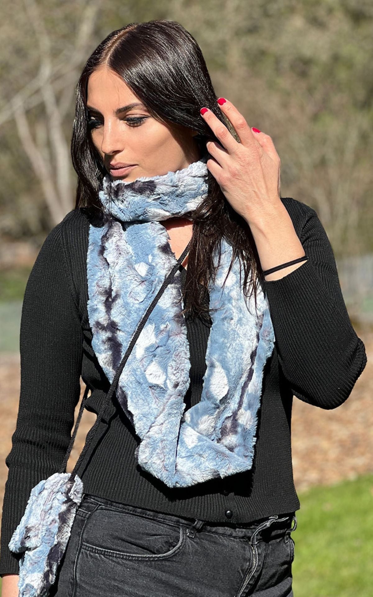 Infinity Scarf in Frosted Cedar Faux fur handmade in Seattle WA USA