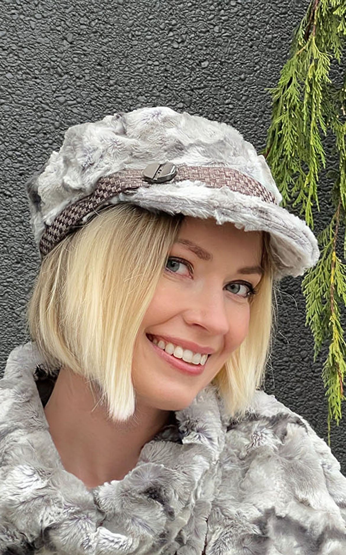 Faux Fur Valerie Cap handmade in US by Pandemonium Seattle