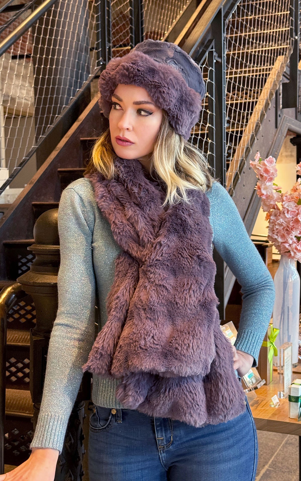 Wide Pull-Thru Scarf Collection | Enchanted Dreams Faux Fur | Handmade by Pandemonium Millinery Seattle, WA USA
