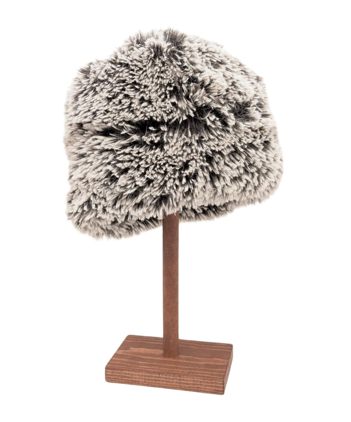 Beanie Hat in Silver Tipped Black Fox and Cuddly Black Faux Fur. Handmade by Pandemonium Millinery in Seattle, WA.