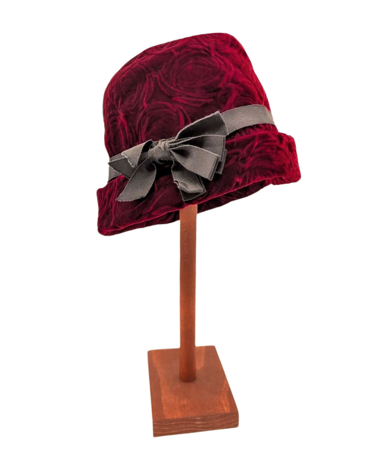 Betty Hat Style - Rose Velvet in Burgundy (One Large Available)