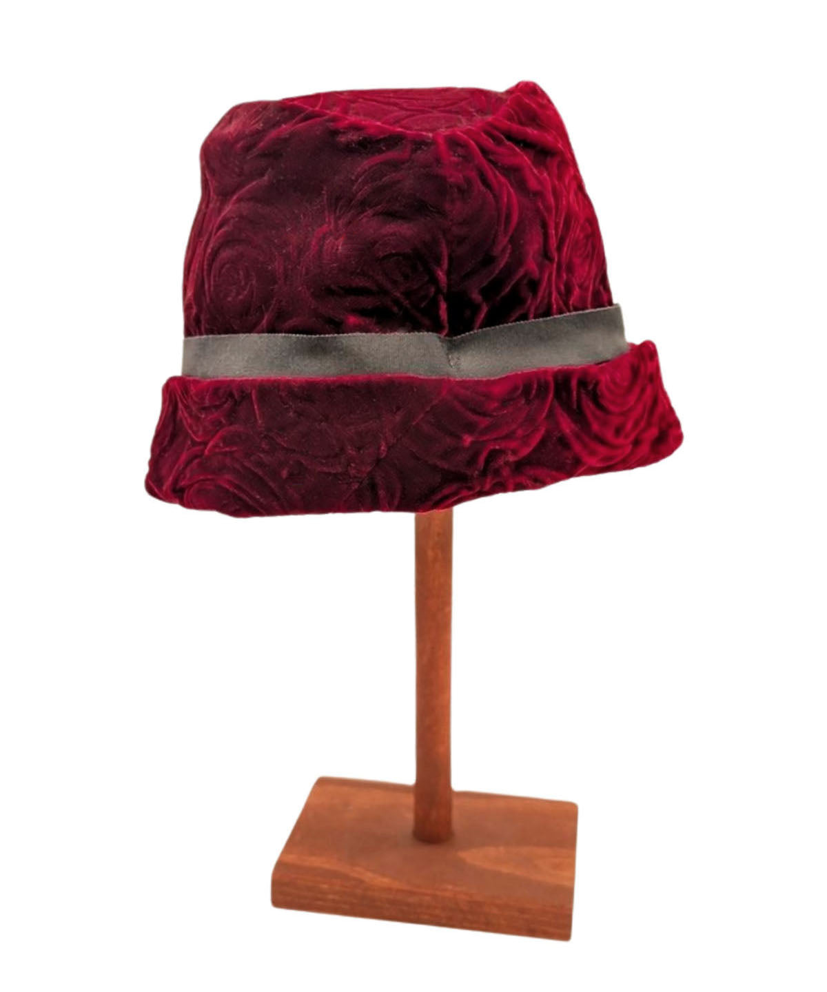 Betty Hat Style - Rose Velvet in Burgundy (One Large Available)