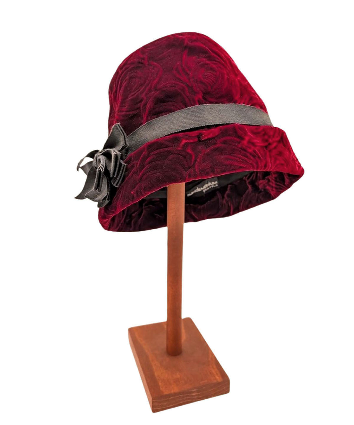 Betty Hat Style - Rose Velvet in Burgundy (One Large Available)