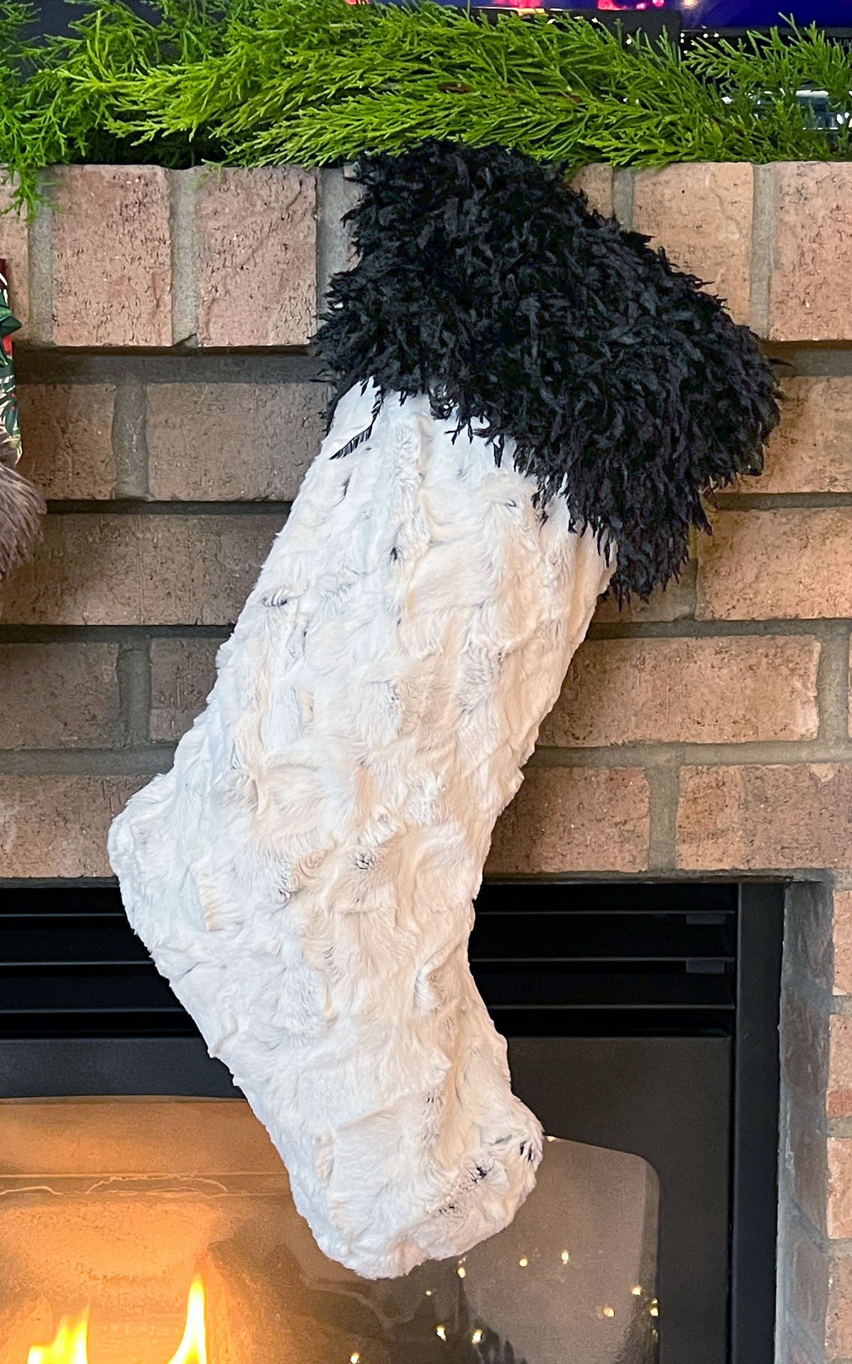 Christmas Stocking - Assorted Faux Furs with Black Swan (Limited Availability)
