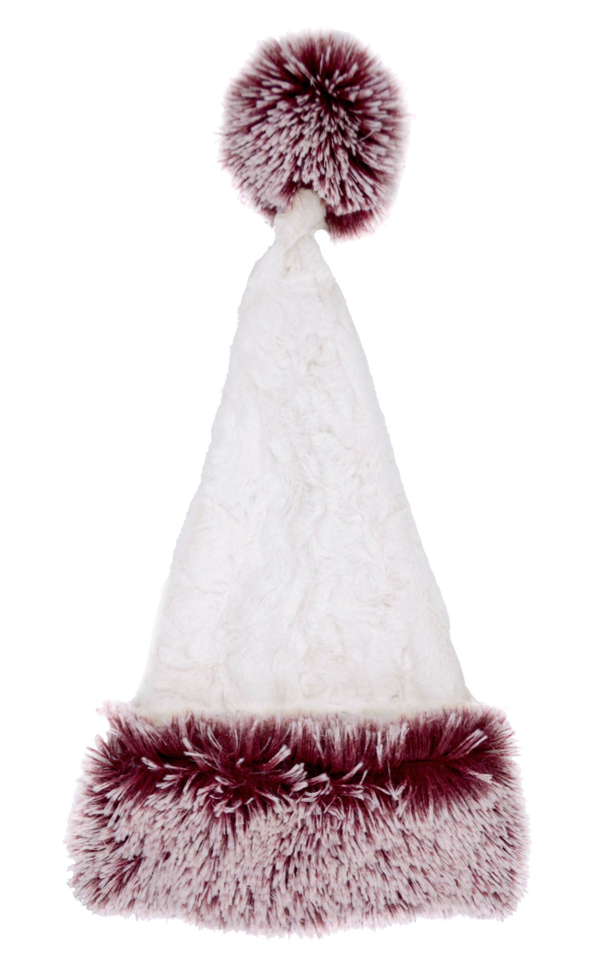 Santa Hat in Winters Frost with Arctic Fox Cuff handmade by Pandemonium Millinery in Seattle WA USA