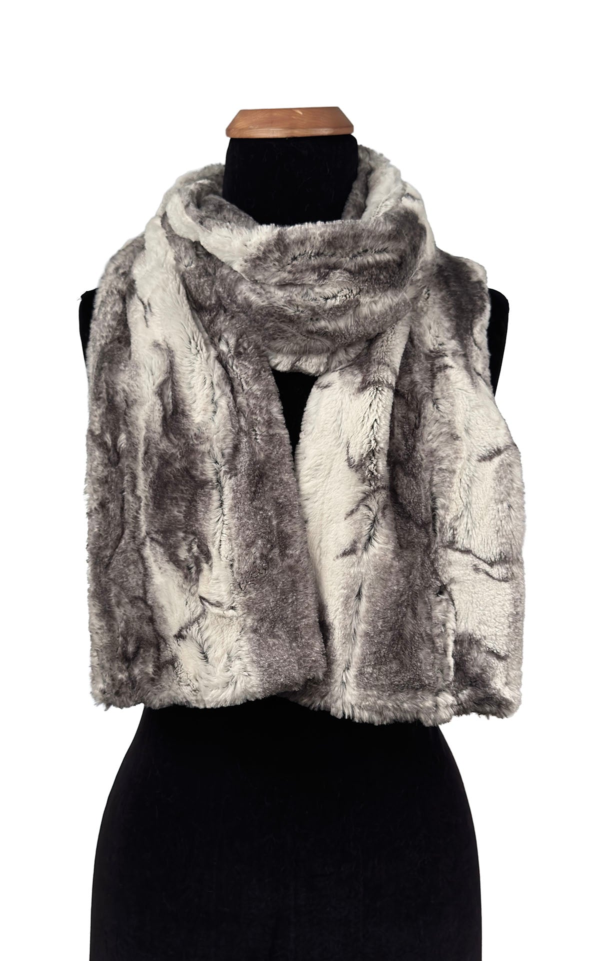 Classic Skinny Scarf in Luxury Smoke Show Faux Fur. Made in Seattle, WA, USA by Pandemonium Seattle.