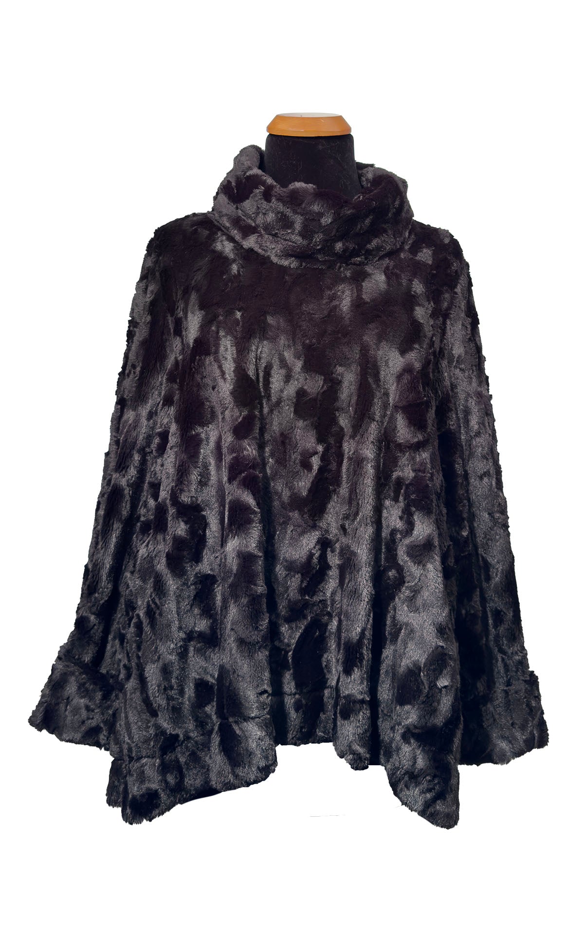 Cowl Top Pullover in Cuddly Black Faux Fur. Made in Seattle, WA, USA by Pandemonium Seattle.