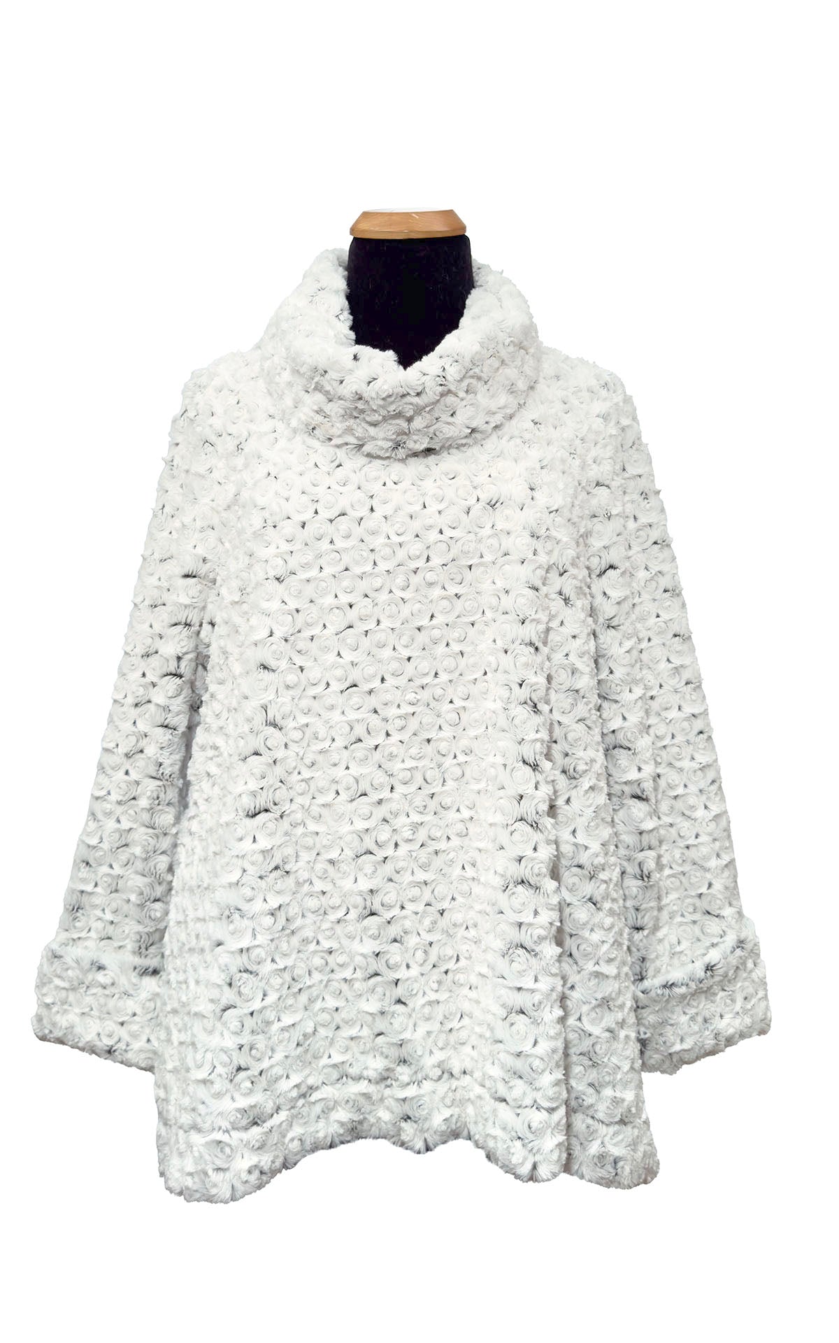 Cowl Top Pullover in Classic Luxury Rosebud Black Faux Fur. Made in Seattle, WA, USA by Pandemonium Seattle.
