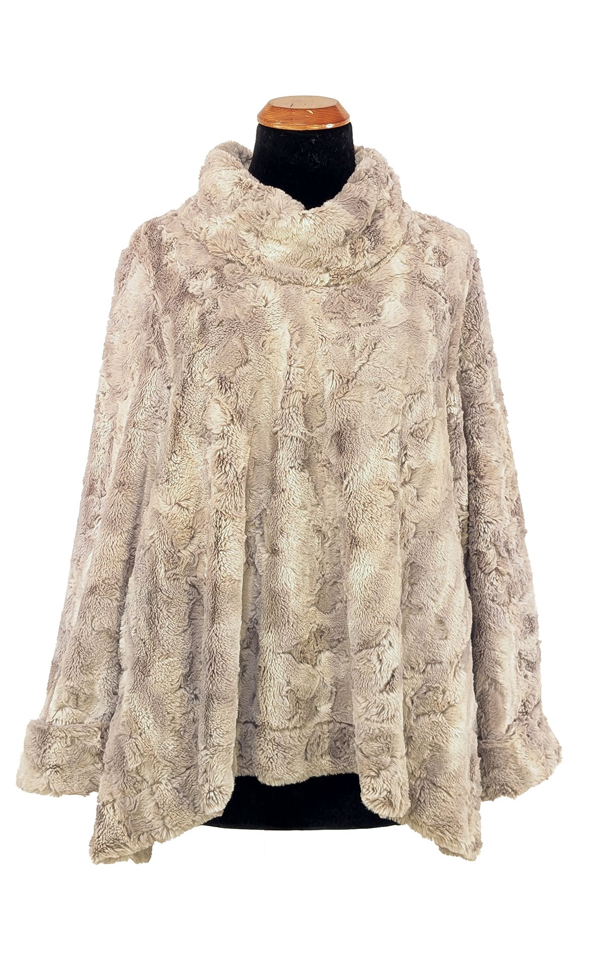 Café Au Lait faux fur Cowl Tunic on a mannequin Handmade in Seattle WA by Pandemonium  Seattle, USA