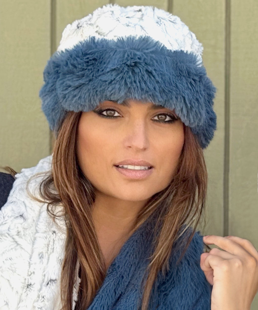 Cuffed Pillbox Hat in Enchanted Dreams Faux Furs